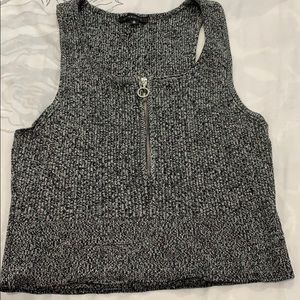 Sweater crop top with front zipper
